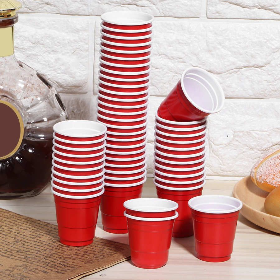 100pcs / Set Of 450ml Red Disposable Plastic Cup Party Cup Bar Restaurant  Supplies Houseware Househ