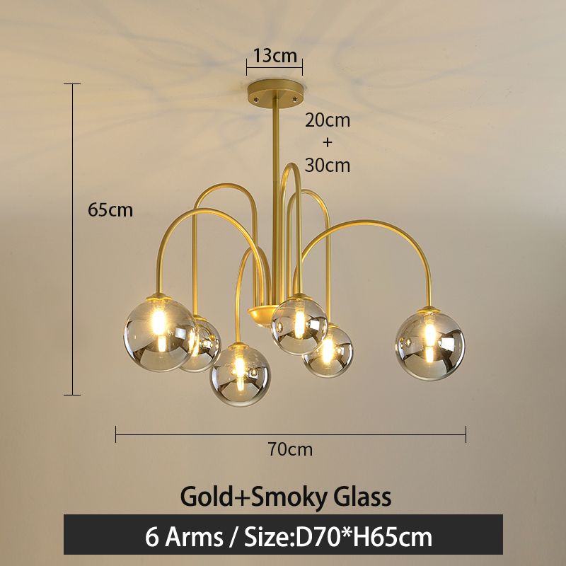 6 Arms Gold Smoky Cool white bulb