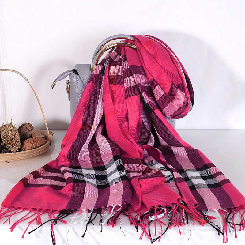 checkered long scarf # rose red