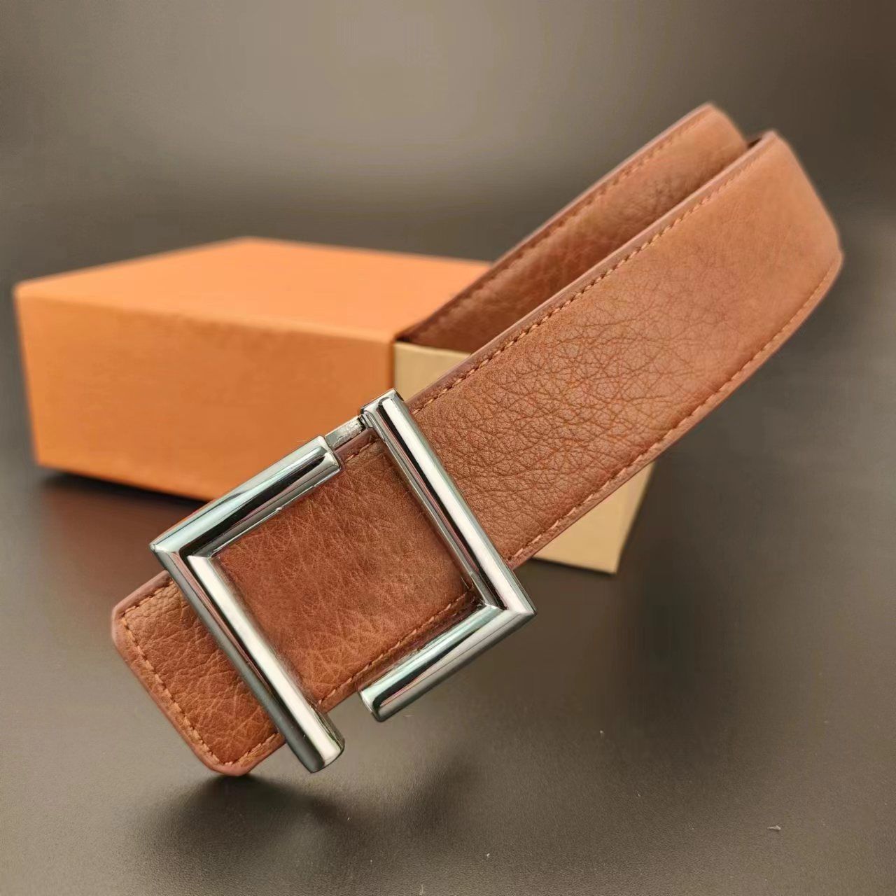 Silver Buckle + Brown Belt