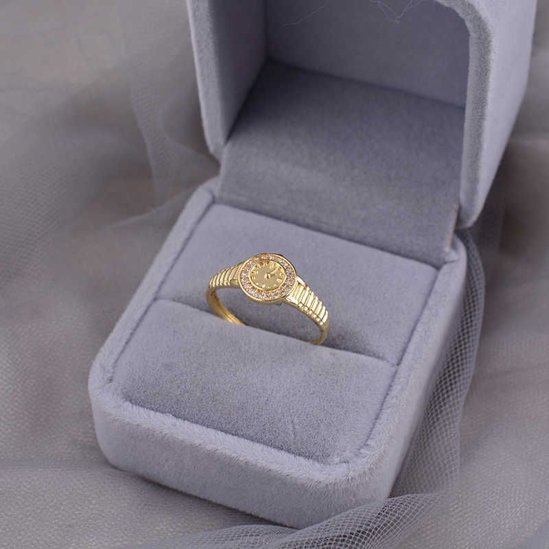 anillo de reloj de oro + caja de terciopelo