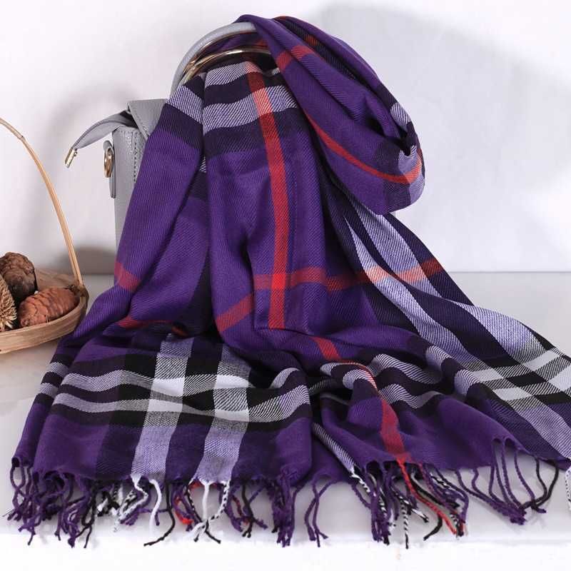 checkered long scarf # purple