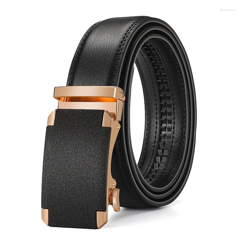 Mens Ratchet Belt,Genuine Leather Belt with Automatic Buckle Alloy,Gift Set  for Men