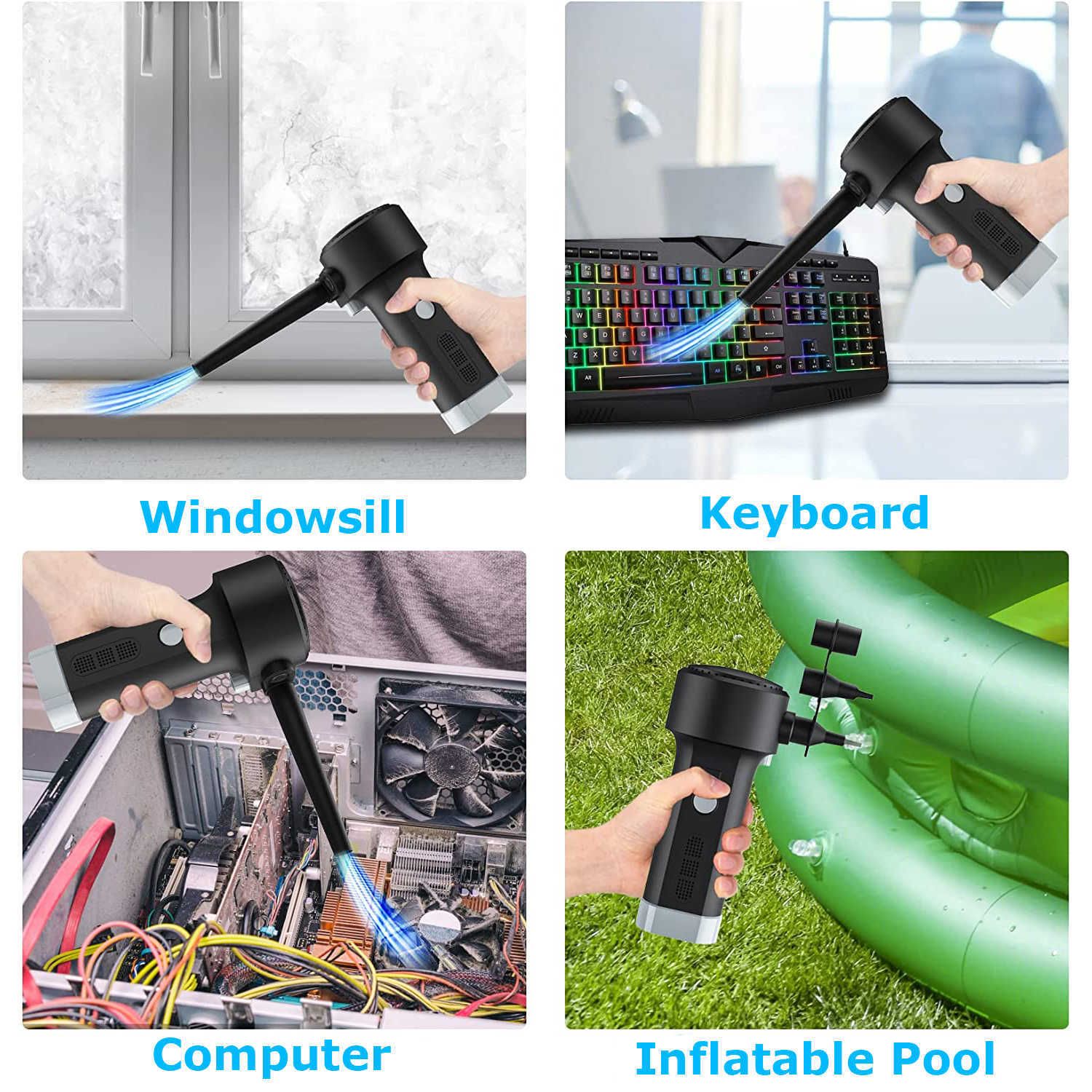  Compressed Air - Keyboard Cleaner - 3 in 1 Electric Air Duster  & Mini Computer Vacuum & Cordless Inflating Swimming Pool - Canned Air  Blower Dust Off for Electronic,Office,Home Cleaning : Electronics