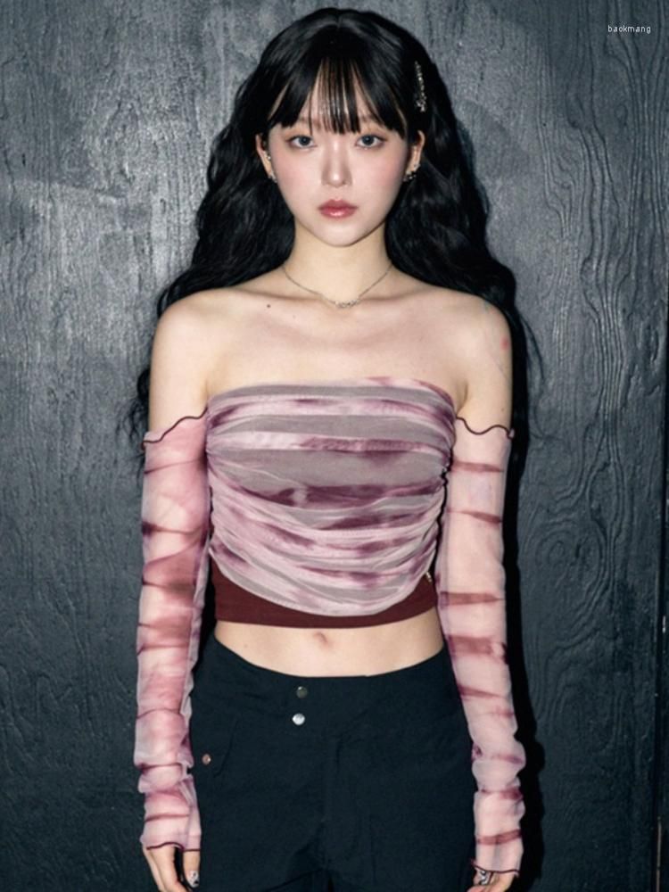 女性の Tシャツクロップトップ Y2k ギャルベビー Tシャツ長袖女性 T