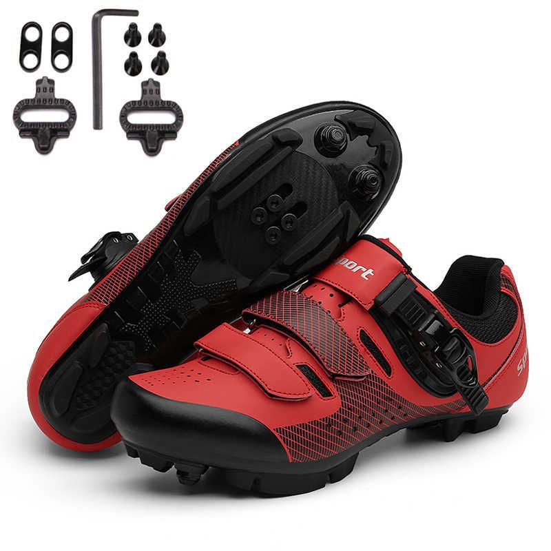 crampons de VTT rouges