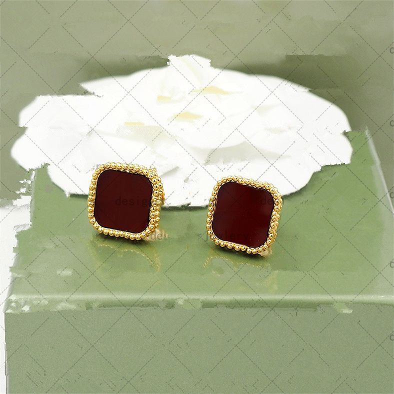 gold red earring