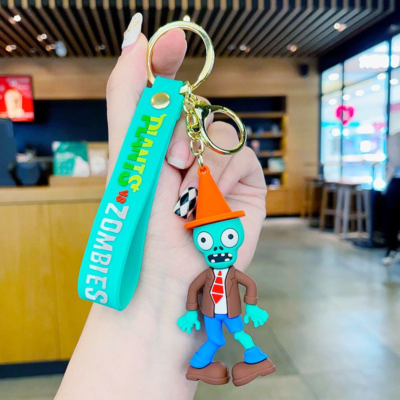 Plants Vs Zombies Game Car Keychain Cartoon Bag Doll Keychain From