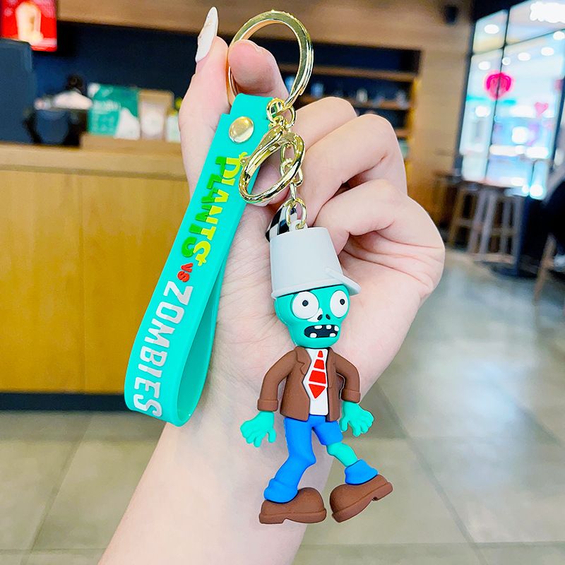Plants Vs Zombies Game Car Keychain Cartoon Bag Doll Keychain From
