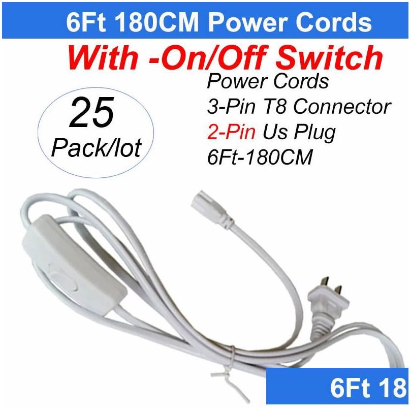 2Pin 6Ft 180Cm Power Cords With Switch