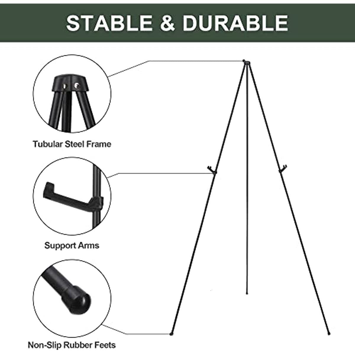 Painting Supplies Easel Stand For Wedding Sign Poster 63 Instant Display  Floor Adjustable Metal Art Black Tripod Collapsible 230706 From Mu007,  $30.39