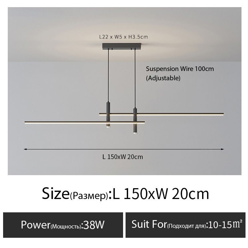 A Style-150cm-czarna ciepła barwa światła 3000K