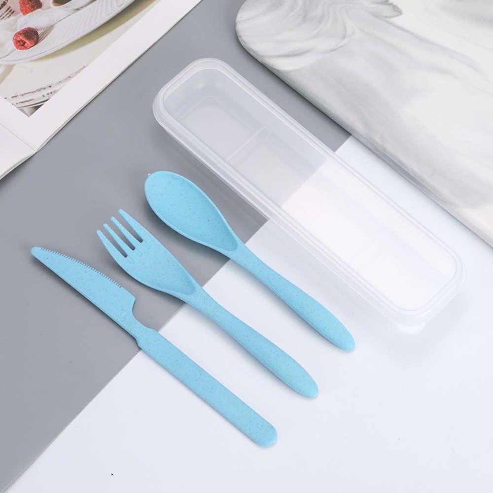 Transparent Box Light Blue Knife Fork A