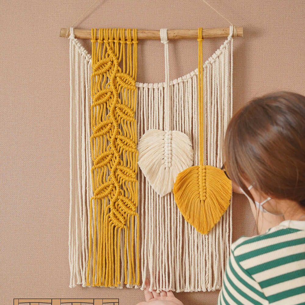 Tapestries Nordic Woven Color Feather Leaf Tapestry Finished