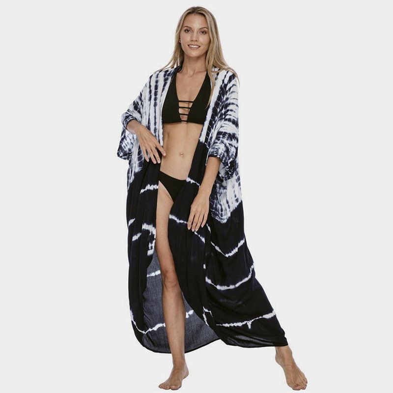 Marineblauer Kimono mit Streifen