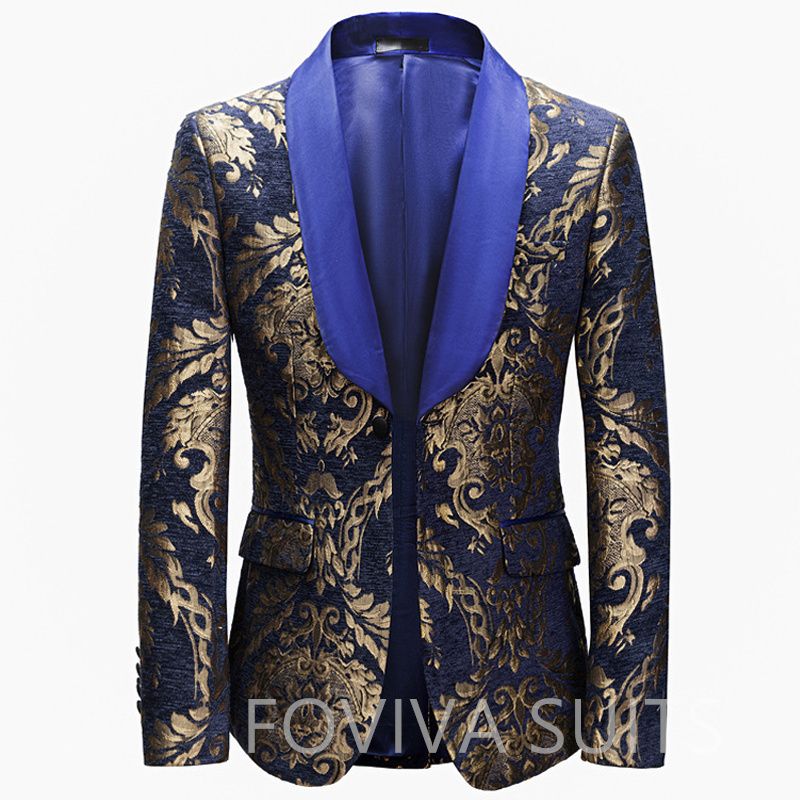 blauwe kraag blazer