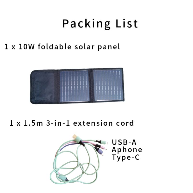 Painel solar de 10W com cabo de extensão de 1,5m