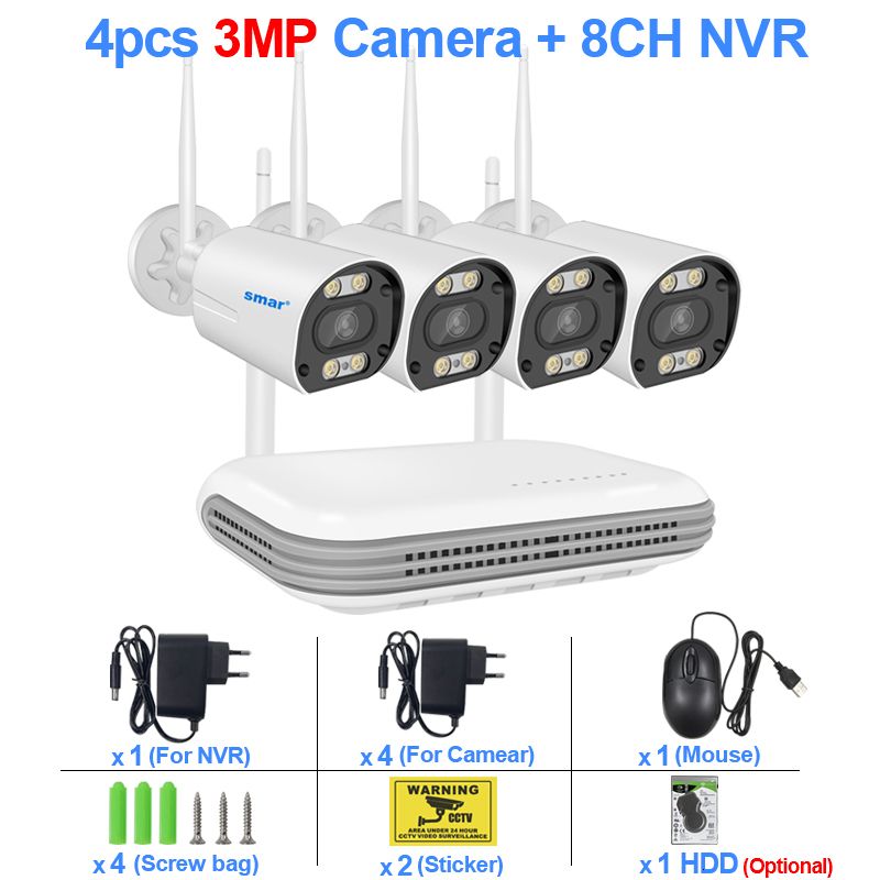 8CH NVR 4 CAMS 3MP-2T