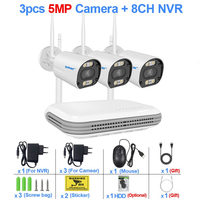 8ch NVR 3 CAMS 5MP-1T