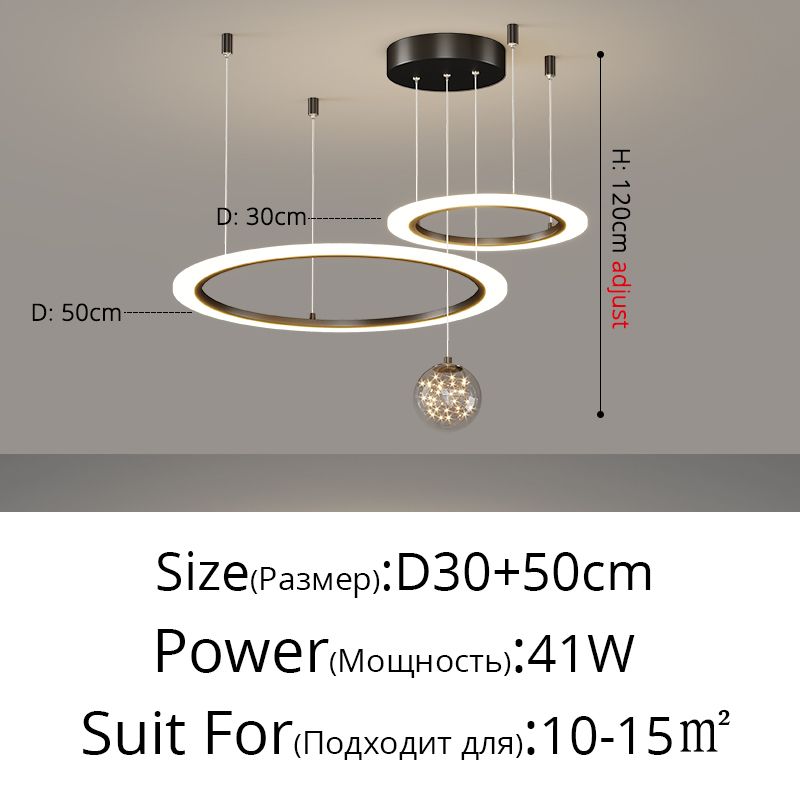 Svart D 30 50cm 3 färger ingen fjärrkontroll