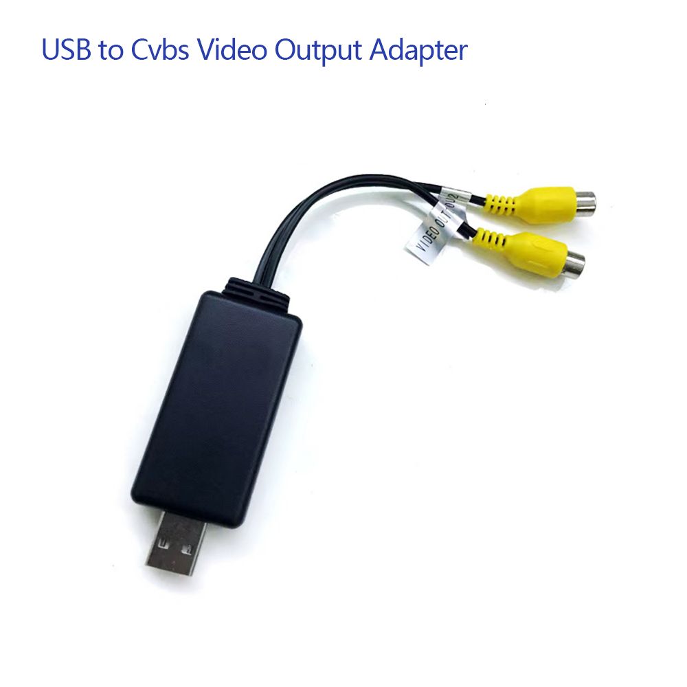 Câble d'alimentation Prise USB vers Cvbs Adaptateur de sortie vidéo  Interface RCA Entrée USB 2 ports vedio outbut Accessoires d'autoradio  Android TV