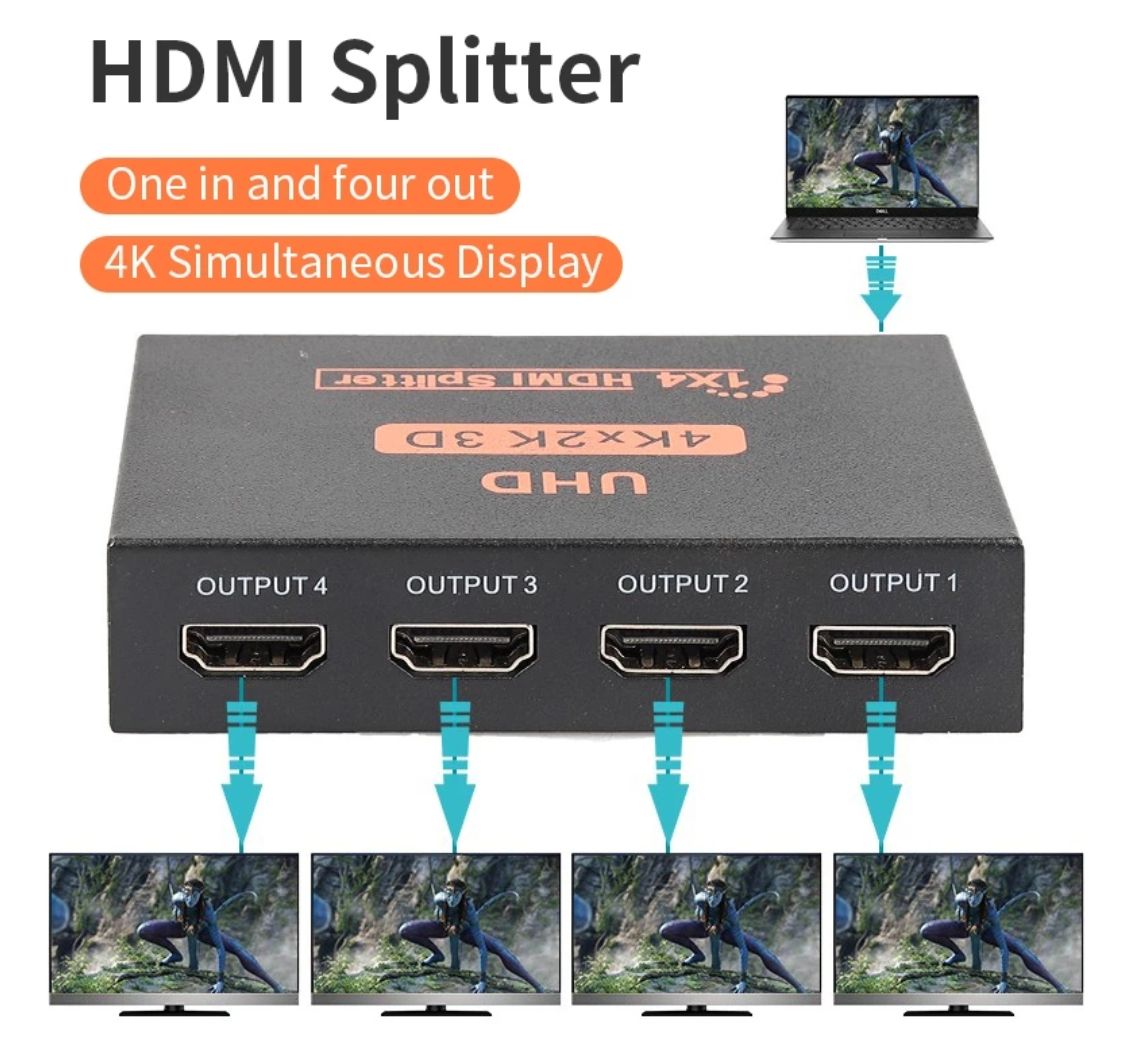 Switch HDMI Splitter HDMI 4K 1 entrée / 2 sorties Répartiteur 1x2 Full HD  1080p