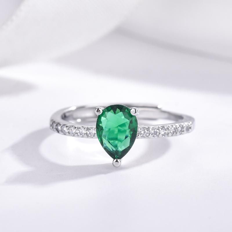 Emerald Green Rhodium Plated