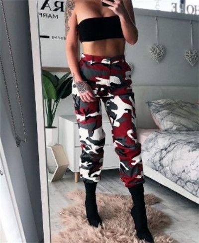 pantaloni camo rosso scuro