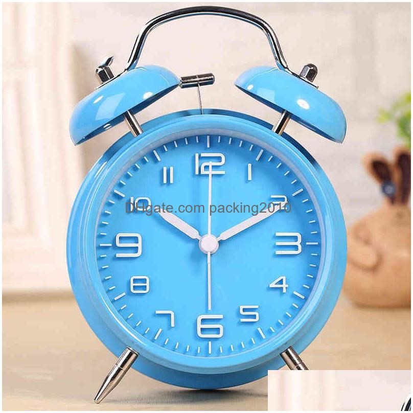 Desk Table Clocks Mini Retro Alarm Clock Electronic Round Number Double