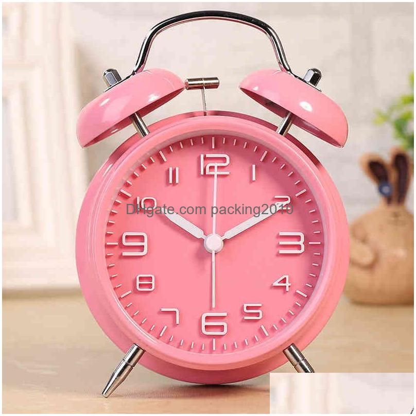 Desk Table Clocks Mini Retro Alarm Clock Electronic Round Number Double
