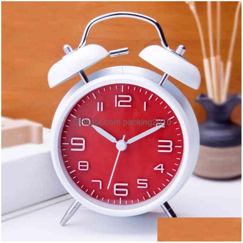 Desk Table Clocks Mini Retro Alarm Clock Electronic Round Number Double