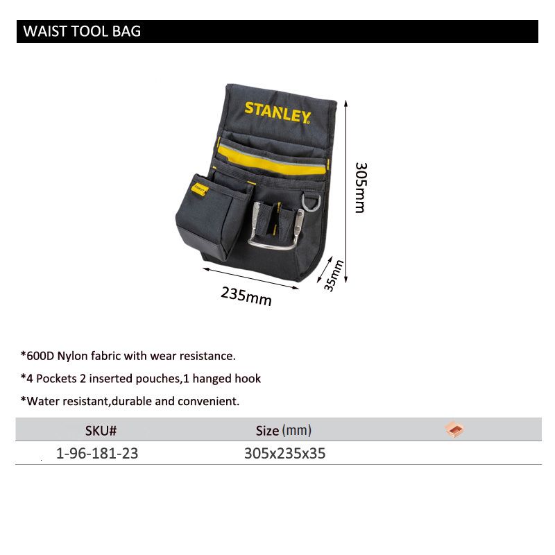 Stanley 1pcs portable small tool bag mini waist pack pouch nylon