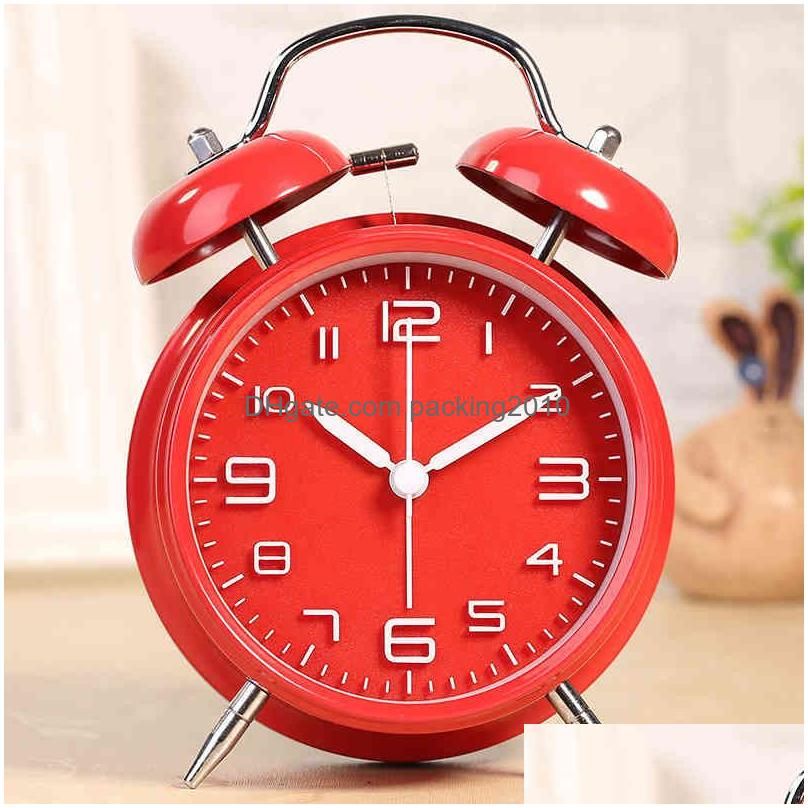 Desk Table Clocks Mini Retro Alarm Clock Electronic Round Number Double