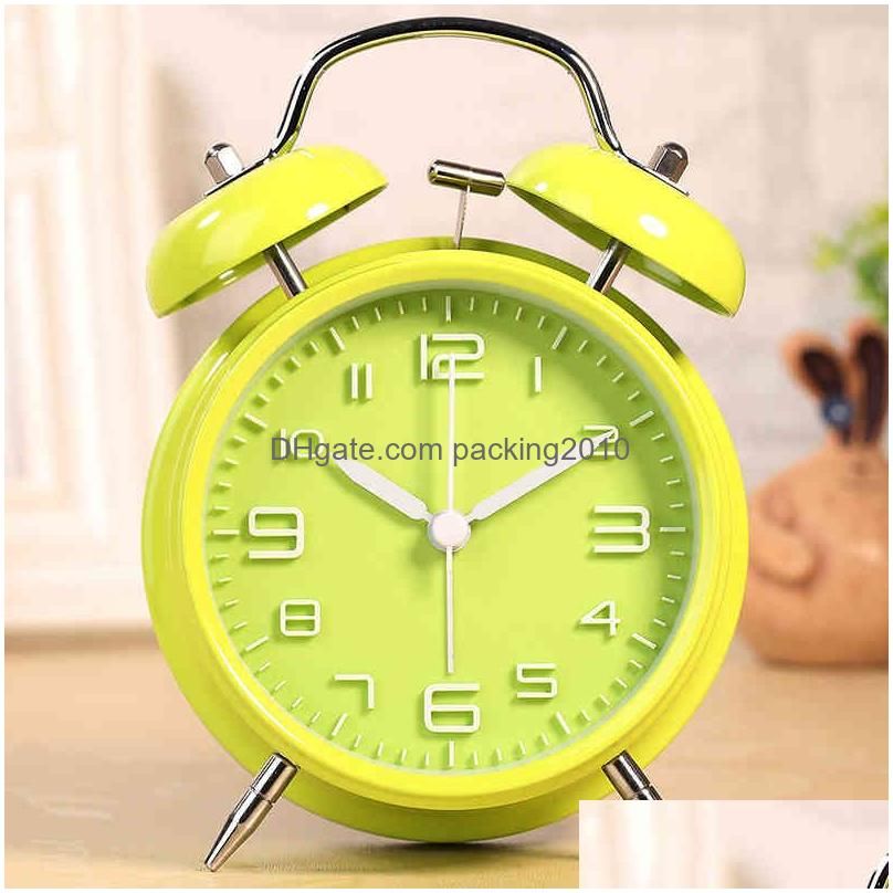 Desk Table Clocks Mini Retro Alarm Clock Electronic Round Number Double