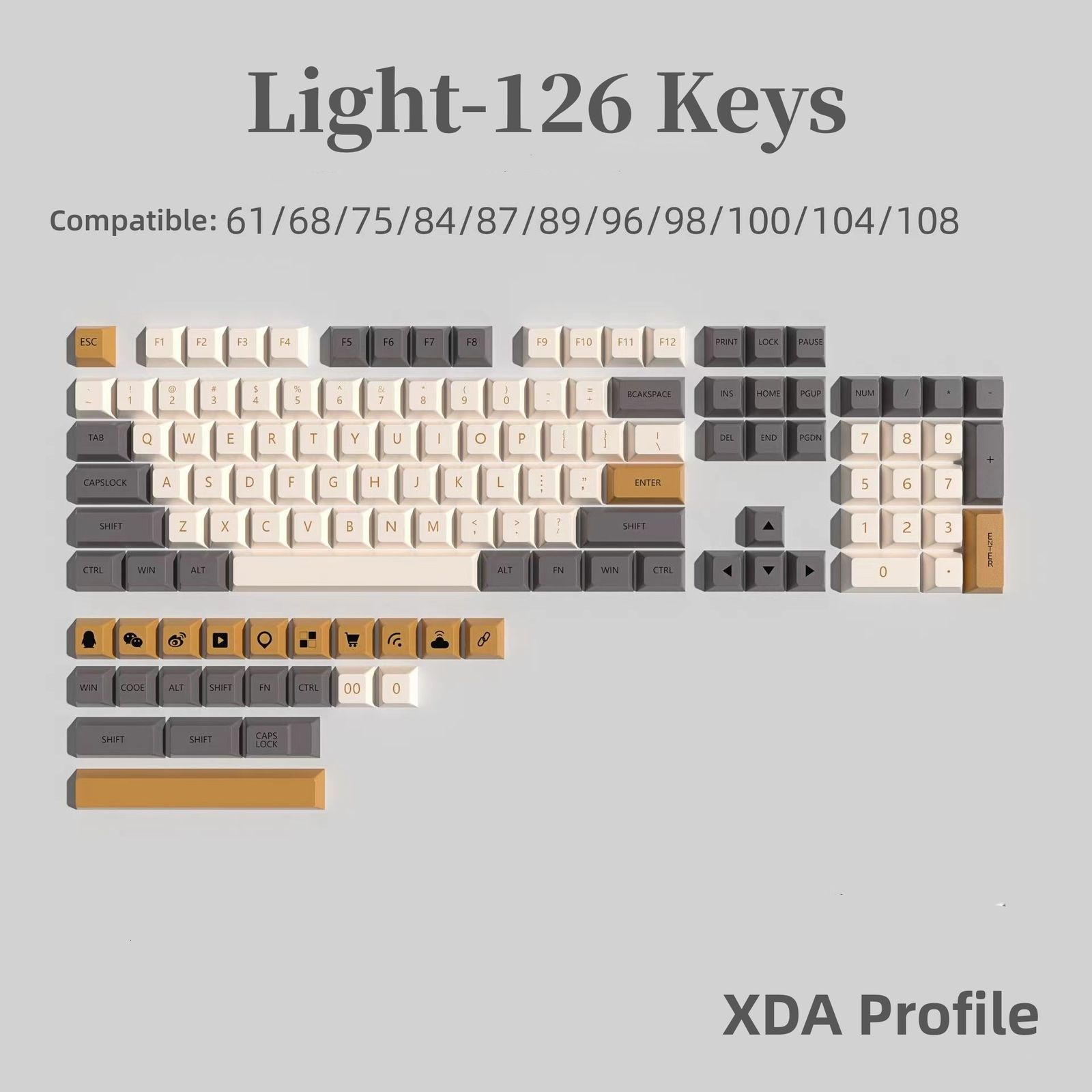 Lichte US-126-toetsen alleen Keycaps