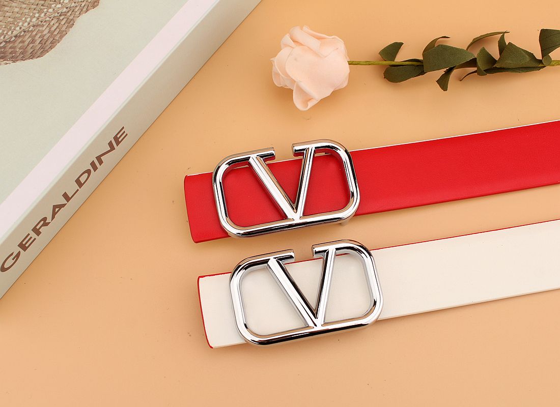 Red White Belt with silver buckle