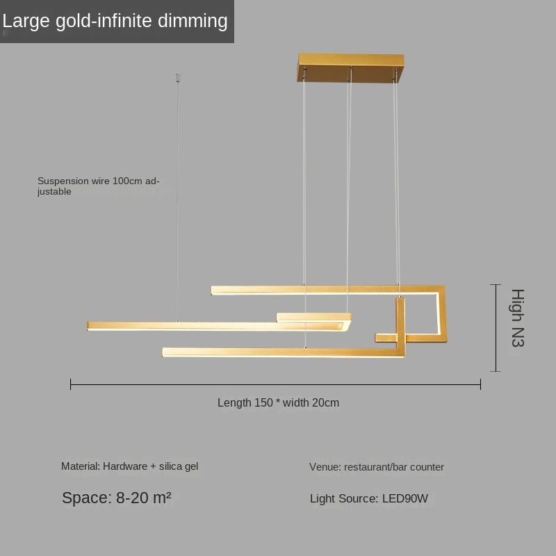 Gouden lamp lichaam lengte 100cm cool wit