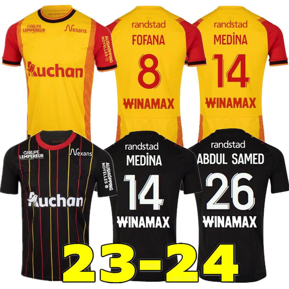 Fans version maillot RC Lens 23 24 soccer jerseys home yellow away black  KAKUTA OPENDA GANAGO SOTOCA FOFANA Football Shirt 2023 2024 Lens Maillots  De