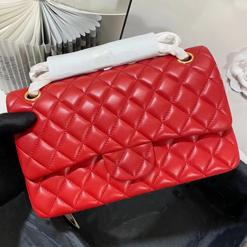 Red lambskin, gold hardware