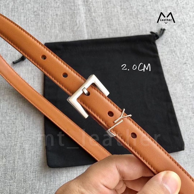 Ceinture marron à boucle argentée 12 # 2,0 cm