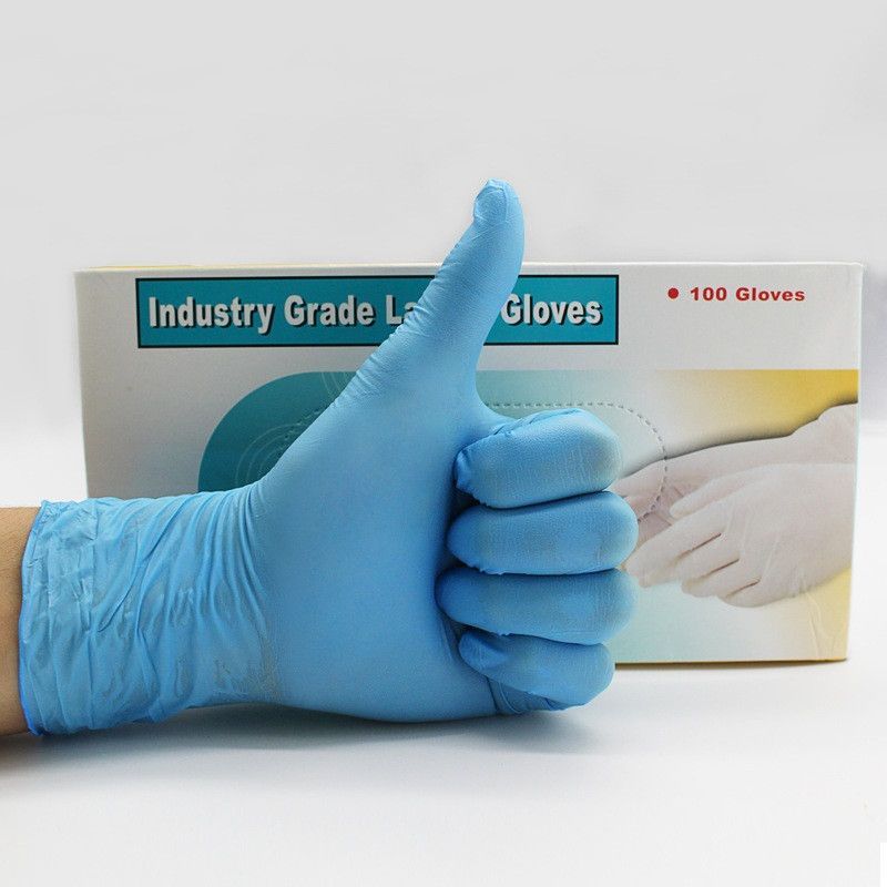 Błękitne rękawice nitrylowe