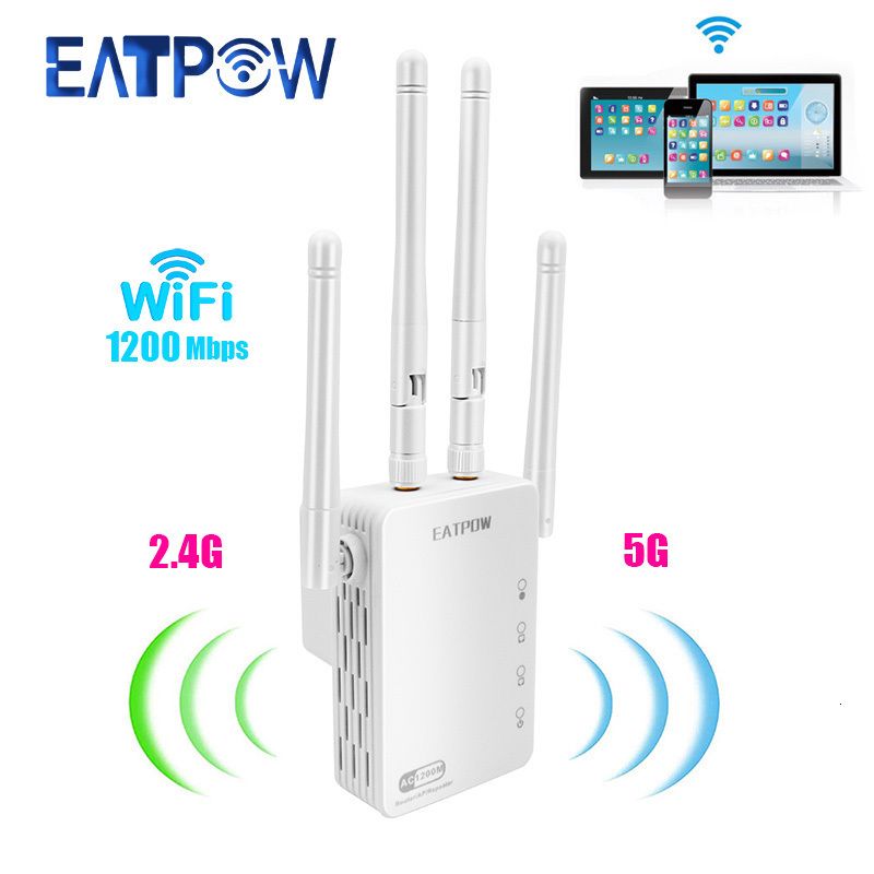 WiFi Repeater Wifi Amplifier Signal Wifi Extender Network Wi fi Booster  1200Mbps 5 Ghz Long Range - 5G White / EU plug