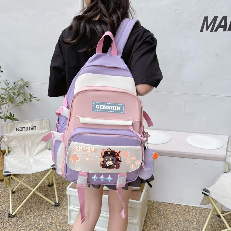 Genshin Impact Anime Backpack Bookbag for Boys Girls Travel