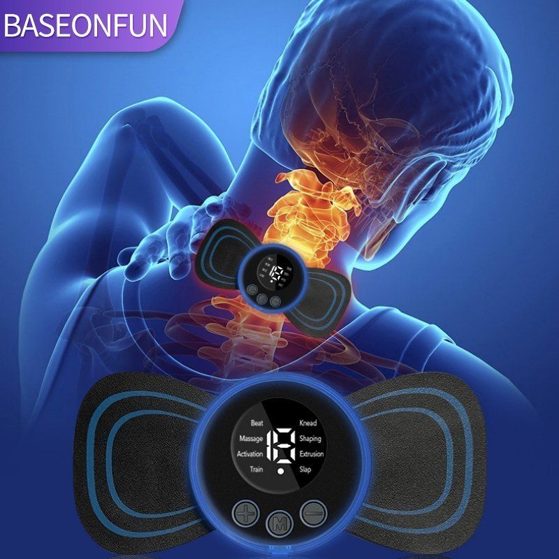 Portable Mini Electric Neck Back Massager Ems Cervical Patch Relief Pain