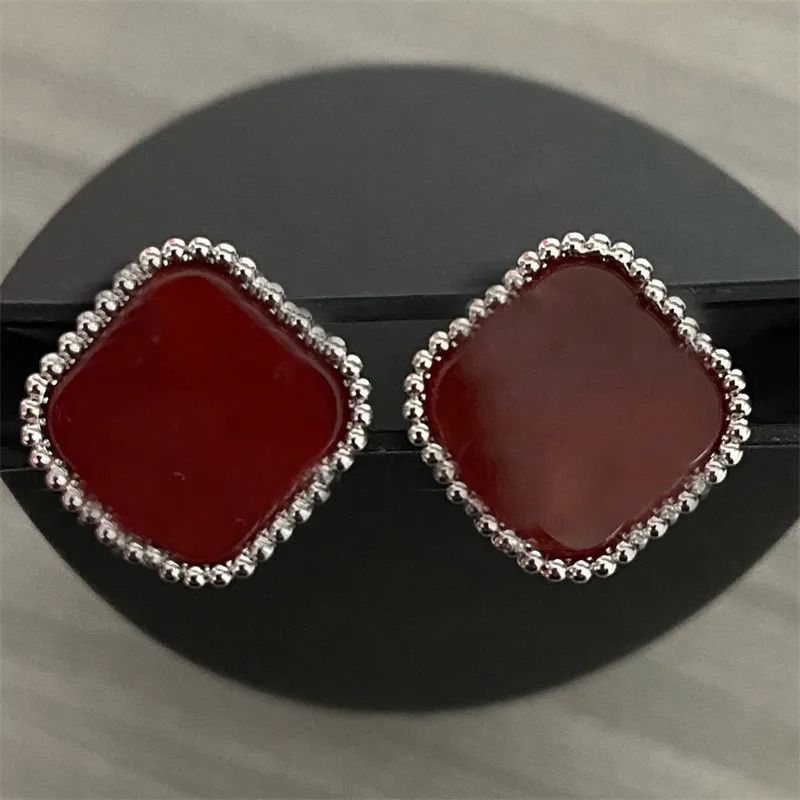 silver red earrings