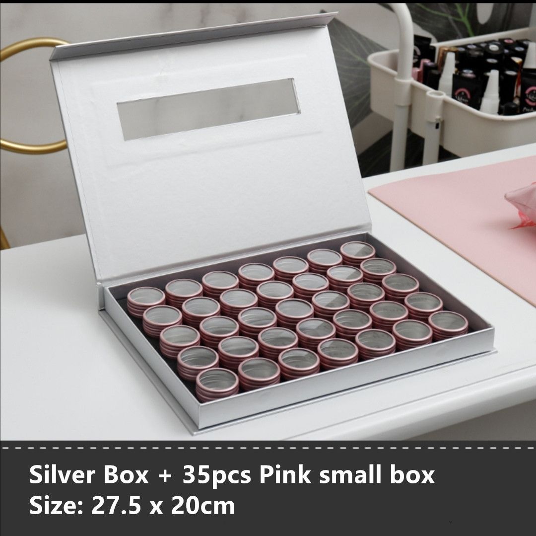 Conjunto de latas rosa com 35 peças