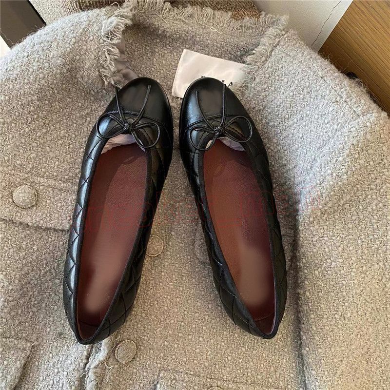 Vintage Chanel Stitched Brown Leather Ballerina Flats "High