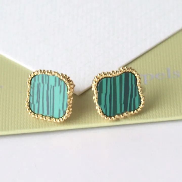 Gold green earrings