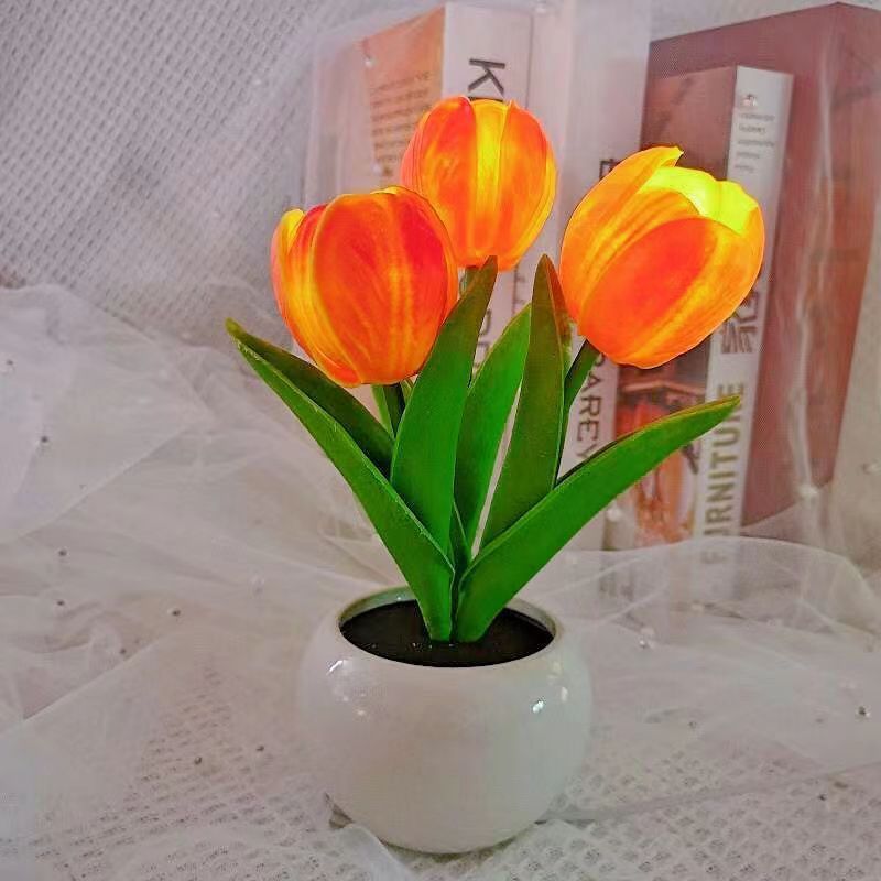 3-koppige tulp oranje Inclusief batterij