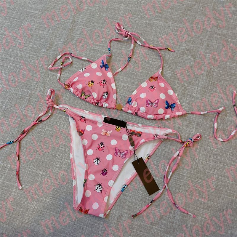 Bikini-set-rosa (slumpmässigt tryck)